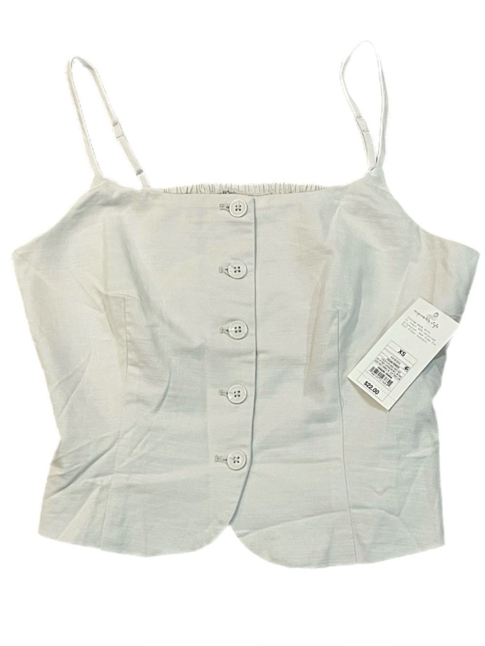 NWT A New Day Linen Blend Button Front Vest Cami Square Neck Tank Top Ivory XS